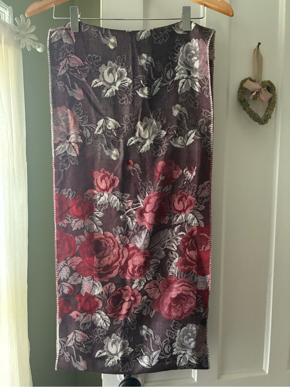Floral infinity scarf in Burgundy and Rose